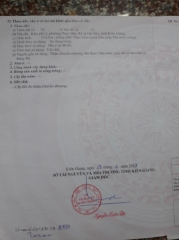 Chính chủ cần bán lô đất đẹp tại P.Pháo Đài , Tx.Hà Tiên, Kiên Giang