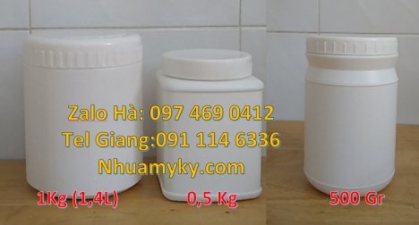 Hũ nhựa 1kg đựng bột ngô, hũ 1.5kg đựng bột gạo, hũ 50gr đựng kem dưỡng da body, hũ hdpe giá rẻ, hũ