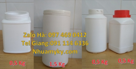 Hũ nhựa 1kg đựng bột ngô, hũ 1.5kg đựng bột gạo, hũ 50gr đựng kem dưỡng da body, hũ hdpe giá rẻ, hũ