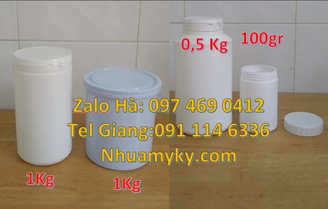 Hũ nhựa 1kg đựng bột ngô, hũ 1.5kg đựng bột gạo, hũ 50gr đựng kem dưỡng da body, hũ hdpe giá rẻ, hũ