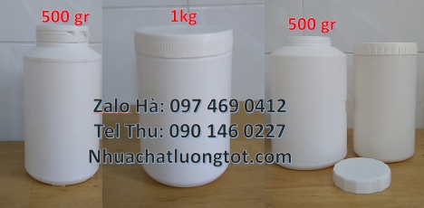 Hũ 1kg vặn, Hũ giá rẻ, Hũ nhựa hdpe 500gr đựng hóa chất, hũ 1kg đựng bột mới 100% Hủ nhựa 200gr