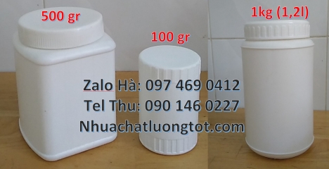 Hũ 1kg vặn, Hũ giá rẻ, Hũ nhựa hdpe 500gr đựng hóa chất, hũ 1kg đựng bột mới 100% Hủ nhựa 200gr
