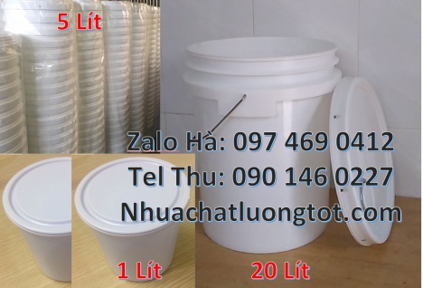 Vỏ thùng sơn 10 lít, Thùng nhựa 18 lít, Xô nhựa nắp rót 20 lít, Thùng nhựa 5l đựng gạo, Xô