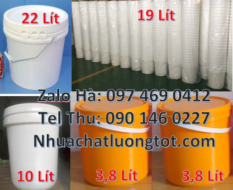 Vỏ thùng sơn 10 lít, Thùng nhựa 18 lít, Xô nhựa nắp rót 20 lít, Thùng nhựa 5l đựng gạo, Xô