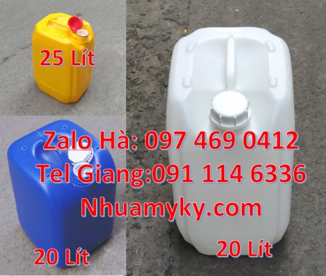 Can vuông 25l đựng phân bón, can 25l trắng, Can dẹp 30l đựng sữa tươi Can nhựa 25 lít đựng nông dượ