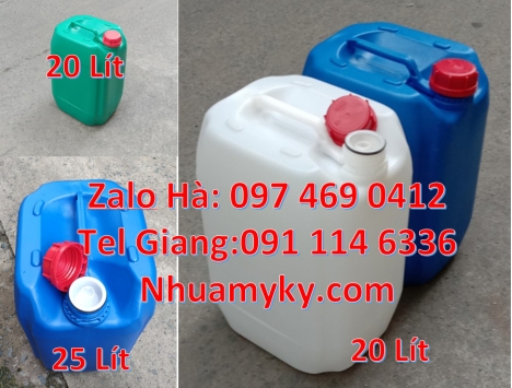 Can vuông 25l đựng phân bón, can 25l trắng, Can dẹp 30l đựng sữa tươi Can nhựa 25 lít đựng nông dượ