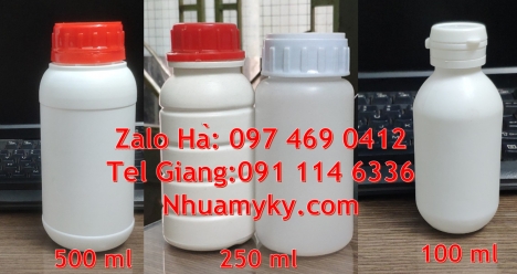 chai 100ml vuông hdpe, chai xịt phun sương 500ml, chai 250ml đựng thuốc thủy sản, chai 500ml