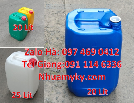 Can vuông 25l đựng phân bón, can 25l trắng, Can dẹp 30l đựng sữa tươi Can nhựa 25 lít đựng nông dượ
