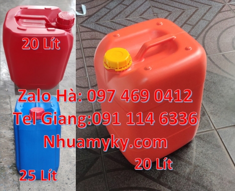 Can vuông 25l đựng phân bón, can 25l trắng, Can dẹp 30l đựng sữa tươi Can nhựa 25 lít đựng nông dượ