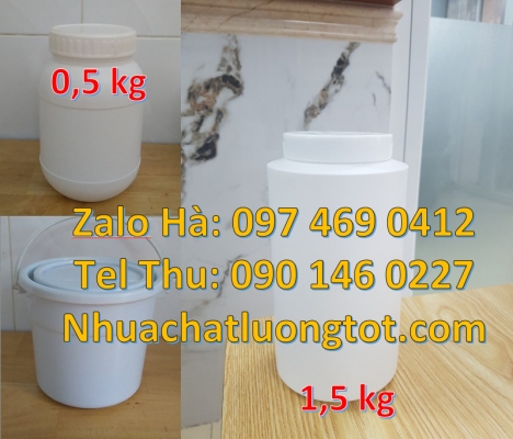Hũ 0.5kg hdpe, Hũ 1kg vặn, Hũ giá rẻ, Hũ nhựa hdpe 500gr đựng hóa chất, hũ 1kg đựng bột mới 100%, Hủ