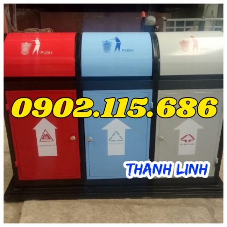 Thùng rác nhựa, thùng đựng rác 3 ngăn, thùng phân loại rác thải, thùng rác composite 3 ngăn, thùng p