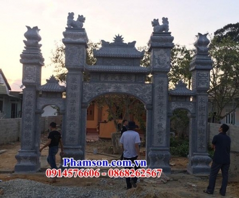 008 Thiết kế cổng đá hậu giang - cổng tam quan bằng đá xanh