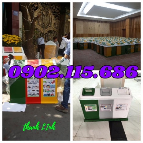 Thùng rác nhựa, thùng đựng rác 3 ngăn, thùng phân loại rác thải, thùng rác composite 3 ngăn, thùng p