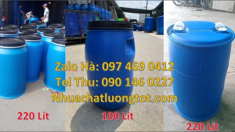 Phuy nhựa 150 lít nắp mở, Phuy nhựa đựng hóa chất, Thùng phuy nhựa 120 lít thùng phuy 220 lít, Bán