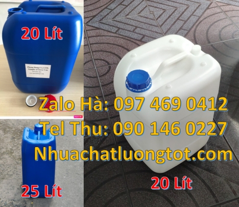 Can hdpe 20l vuông, Can vuông 25l đựng phân bón can 25l trắng, Can dẹp 30l đựng sữa tươi, Can nhựa