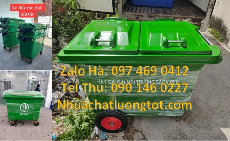 Mua xe thu gom rác 660l 1000l ở đâu có giá tốt nhất Xe thu gom rác 660 lít 3 bánh hơi, Xe thu gom