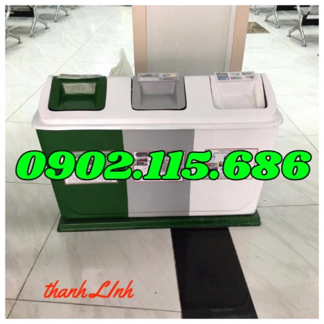 Thùng rác nhựa, thùng đựng rác 3 ngăn, thùng phân loại rác thải, thùng rác composite 3 ngăn, thùng p