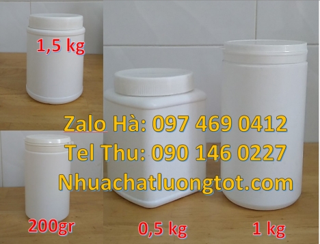 Hũ 0.5kg hdpe, Hũ 1kg vặn, Hũ giá rẻ, Hũ nhựa hdpe 500gr đựng hóa chất, hũ 1kg đựng bột mới 100%, Hủ