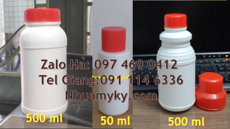 chai 100ml vuông hdpe, chai xịt phun sương 500ml chai 250ml đựng thuốc thủy sản, chai 500ml