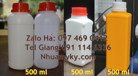 chai 100ml vuông hdpe, chai xịt phun sương 500ml chai 250ml đựng thuốc thủy sản, chai 500ml