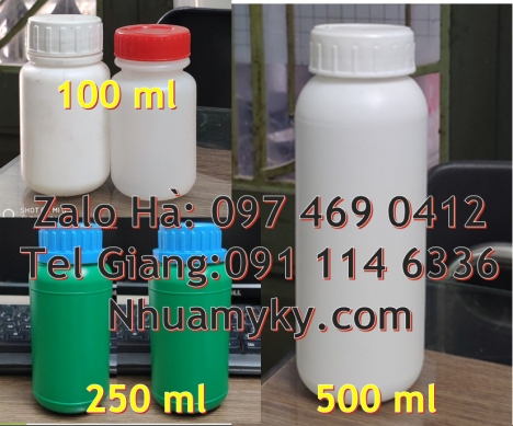 chai 100ml vuông hdpe, chai xịt phun sương 500ml chai 250ml đựng thuốc thủy sản, chai 500ml