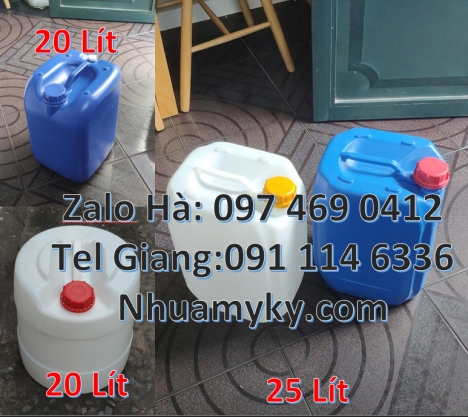 Can hdpe 20l vuông, Can vuông 25l đựng phân bón, can 25l trắng, Can dẹp 30l đựng sữa tươi Can nhựa