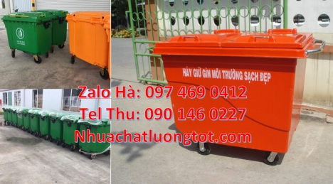 Giá bán xe gom rác 660l, Xe gom rác 660l, xe gom rác thải 1000l, Xe rác 1000 lít màu đỏ, Mua xe thu