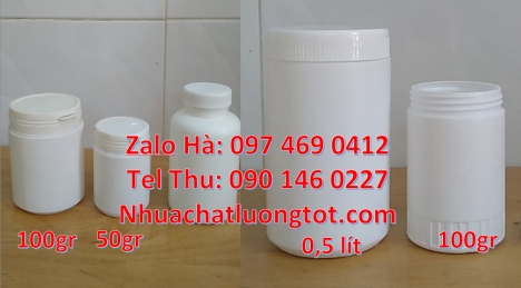 Hũ 1kg đựng bột lúa mạch, Hũ nhựa 500gr vặn đựng thuốc bảo vệ thực vật, hũ 100gr 200gr đựng mỹ phẩm.