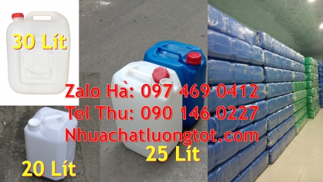 Can vuông 25l đựng phân bón, can 25l trắng Can dẹp 30l đựng sữa tươi Can nhựa 25 lít đựng nông dượ