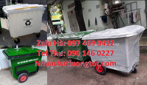 Giá bán xe gom rác 660l, Xe gom rác 660l, xe gom rác thải 1000l, Xe rác 1000 lít màu đỏ, Mua xe thu