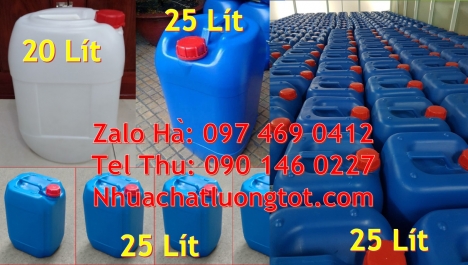 Can vuông 25l đựng phân bón, can 25l trắng Can dẹp 30l đựng sữa tươi Can nhựa 25 lít đựng nông dượ
