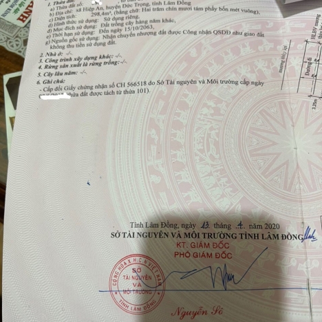 Bán Đất Hiệp An 2,68 Tỷ 6x50m DT 298m2 TC 100m2 - Đức Trọng - Lâm Đồng