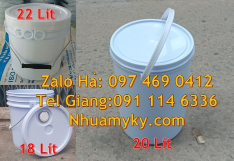 Xô nhựa 20 lít có nắp chiết rót, thùng nhựa 19l quai sắt, xô nhựa 3.8 lít đựng nông dược Vỏ t