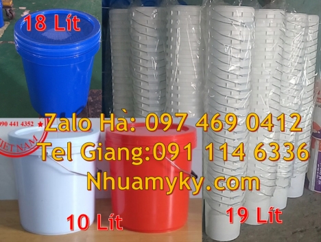Xô nhựa 20 lít có nắp chiết rót, thùng nhựa 19l quai sắt, xô nhựa 3.8 lít đựng nông dược Vỏ t