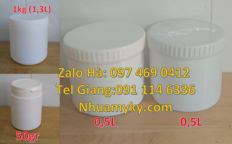 hũ nhựa 1kg đựng bột mới 100%, Hủ nhựa 500gr 1 ngấn, Hủ nhựa 500gr garenty, Hũ nhựa 200gr, hũ nh