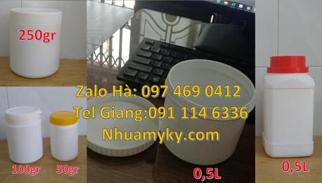 hũ nhựa 1kg đựng bột mới 100%, Hủ nhựa 500gr 1 ngấn, Hủ nhựa 500gr garenty, Hũ nhựa 200gr, hũ nh