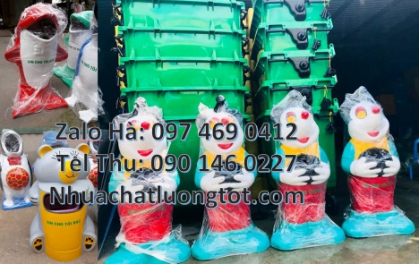 Thùng rác chuột mickey. Thùng rác hình chuột túi. thùng rác cá heo, thùng rác cá chép, thùng rác gấ