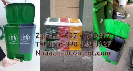 thùng rác 3 ngăn, thùng phân loại rác 2 ngăn, thùng phân loại rác 3 ngăn, Thùng rác 3 ngăn composi