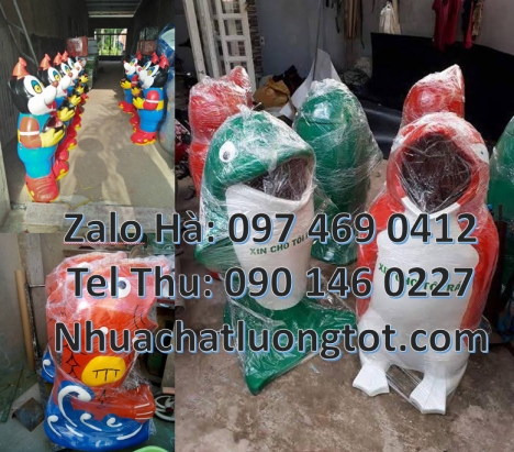 Thùng rác chuột mickey. Thùng rác hình chuột túi. thùng rác cá heo, thùng rác cá chép, thùng rác gấ