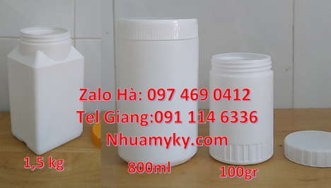 Hũ nhựa 200gr, Giá bán hũ 1kg hdpe, Hũ 0.5kg vuông, Hũ đựng ngũ cốc, Bán hũ 0.5kg đựng hóa chất, H