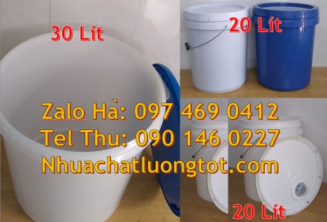 Xô nhựa nắp rót 20 lít, Sỉ lẻ xô nhựa 20 lít quai sắt Xô nhựa nắp rót 20 lít. Nơi bán Thu