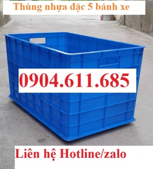 Thùng nhựa đặc có bánh xe, thùng nhựa đặc 5 bánh xe, thùng nhựa lớn, sóng nhựa bít