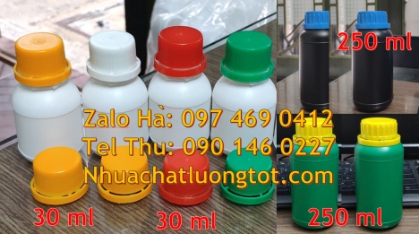 bình nhựa 0.5 lít, Chai 50ml trắng sữa, Chai 500ml miệng nhỏ, Chai nhựa 30ml đựng thuốc tây, Chai nh
