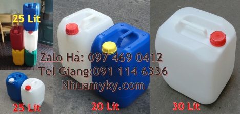 Can hdpe 20l vuông, Can vuông 25l đựng phân bón can 25l trắng Can dẹp 30l đựng sữa tươi, Can nhựa