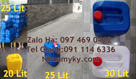 Can hdpe 20l vuông, Can vuông 25l đựng phân bón can 25l trắng Can dẹp 30l đựng sữa tươi, Can nhựa