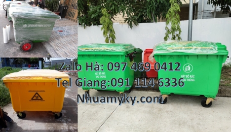 xe thu gom rác 3 bánh lớn, Xe thu gom rác 660 lít bánh nhỏ, nơi bán xe thu gom rác, xe thu gom rác 6
