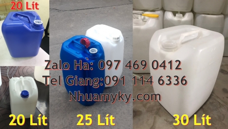 Can hdpe 20l vuông, Can vuông 25l đựng phân bón can 25l trắng Can dẹp 30l đựng sữa tươi, Can nhựa
