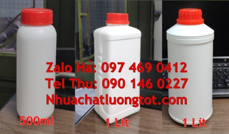 Chai hdpe 100ml vuông Chai 250 ml đựng axit. Chai nhựa 500 ml đựng nông dược, Chai 100ml màu trong,