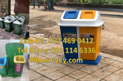 Thùng rác nhựa duy tân, thùng rác 3 ngăn, thùng rác 60 lít 120 lít, sọt rác 240l, Thùng rác 2 ngăn,