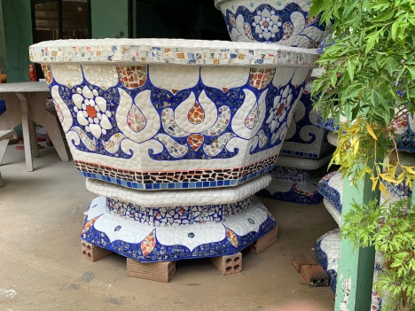 Chậu hoa dán sành sứ cơ sở chậu hoa thế sơn - chậu hoa dán sành sứ - chậu khảm sành - cẩn miễngsdf